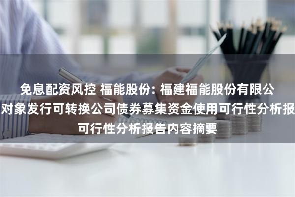 免息配资风控 福能股份: 福建福能股份有限公司向不特定对象发行可转换公司债券募集资金使用可行性分析报告内容摘要